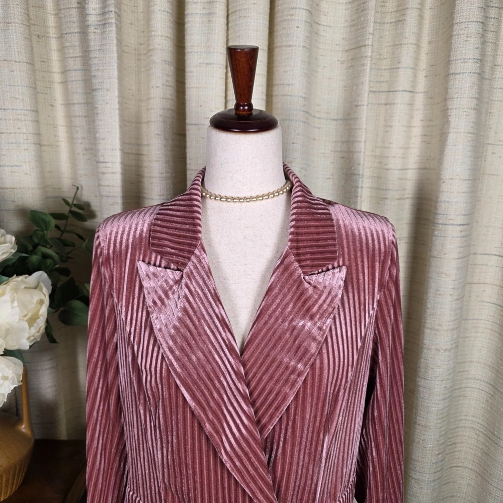 Light Pink Velvet Blazer Boho Romantic Coquette Fairy Size Large - Picture 8 of 16